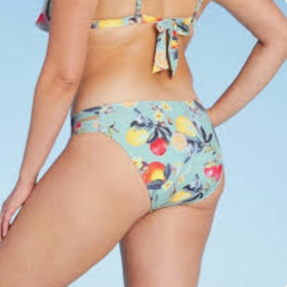 Kona Sol Double Tab Medium Coverage  Hipster Bikini Bottom Floral & Fruit XL # - Picture 4 of 12